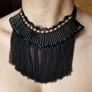 Black , Statement, Metal Multi Strand Necklace